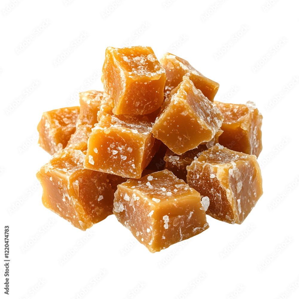 Salted Caramel with Candied Ginger Chunks Isolated on Transparent Background Salted Caramel with Candied Ginger Chunks Isolated on Transparent Background