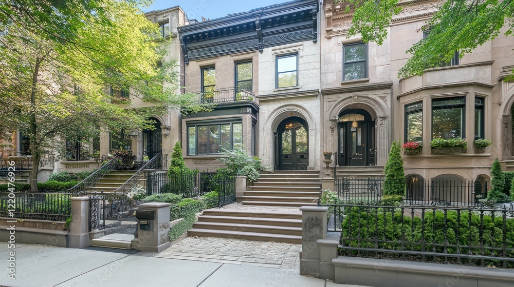 Obraz premium Elegant Brownstone Townhouse in Chicago