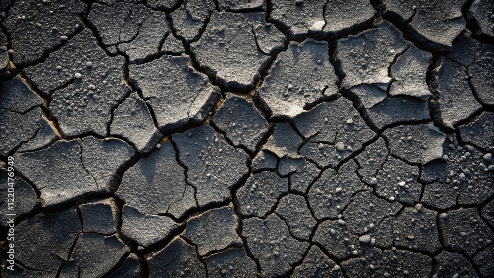 Arid Land Texture of Cracked, Dry Earth in Grey Hues Arid Land Texture of Cracked, Dry Earth in Grey Hues