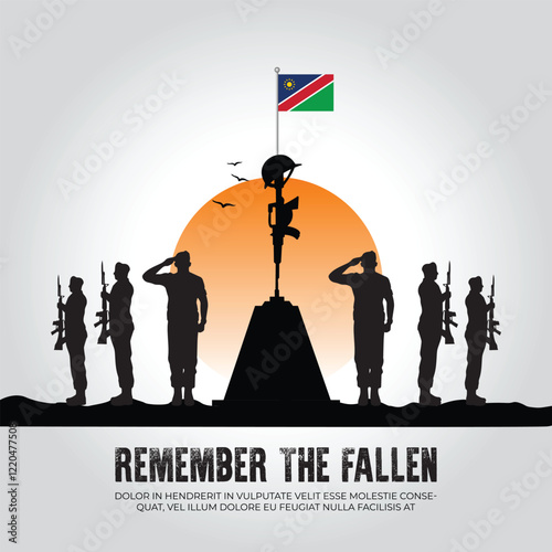 Namibia flag in remember the fallen flag for morning sun and army design