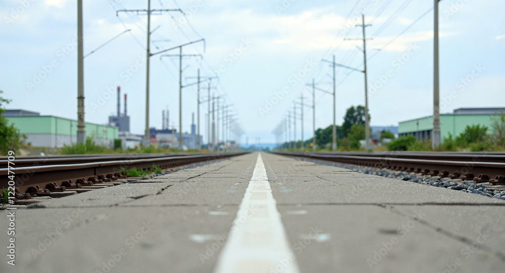 Fototapeta premium endless railroad tracks receding into the distance