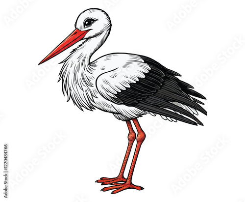 Stork color on a white background