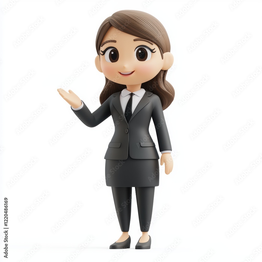 3D icon cartoon businesswoman giving a presentation isolated on a white background 3D icon cartoon businesswoman giving a presentation isolated on a white background