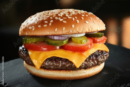 Juicy Cheeseburger Restaurant Food Photography Menu photo