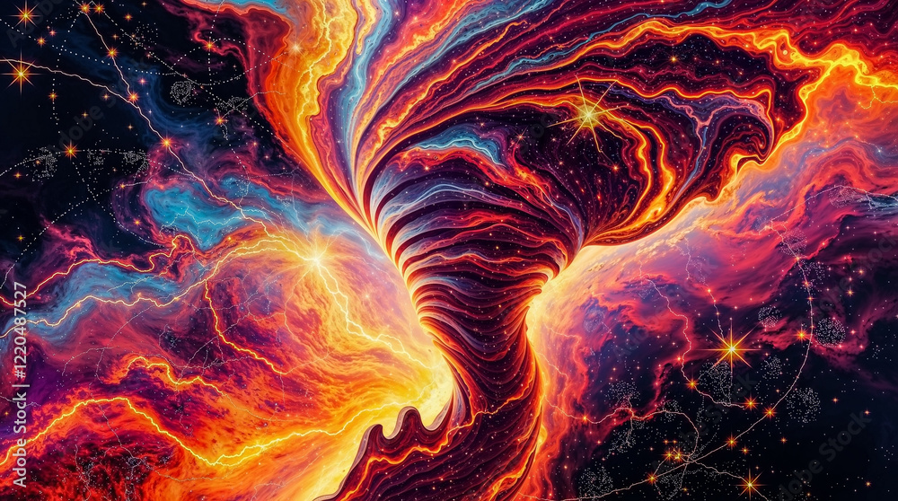 Fototapeta premium Space tornado wallpaper. Colorful supernova explosion in outer space