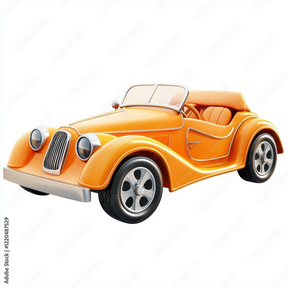 3D icon cartoon convertible car with the top down isolated on a white background 3D icon cartoon convertible car with the top down isolated on a white background