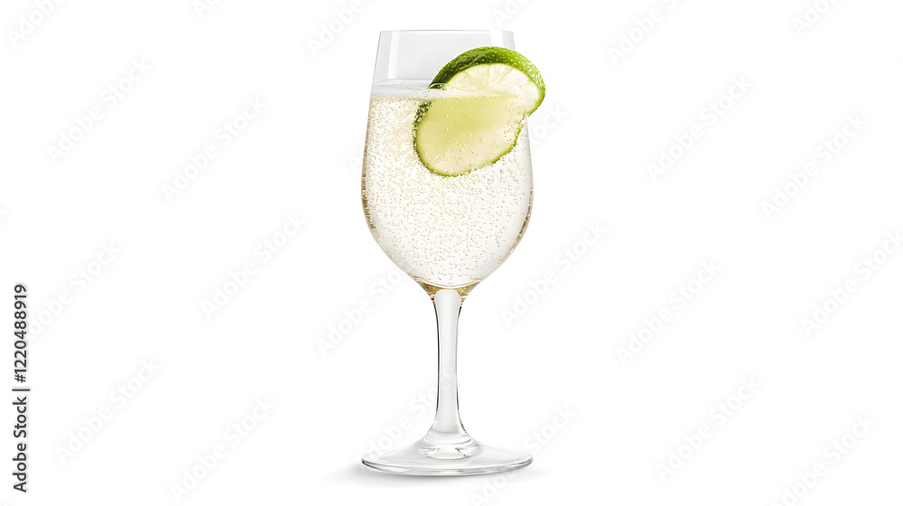 A sparkling water served in a clear glass with bubbles rising, garnished with a slice of lime for a refreshing twist. A sparkling water served in a clear glass with bubbles rising, garnished with a slice of lime for a refreshing twist.