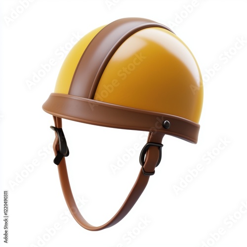 3D icon cartoon equestrian helmet with riding crop isolated on a white background 
