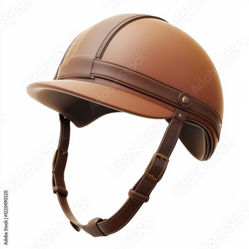 3D icon cartoon equestrian helmet with riding crop isolated on a white background 