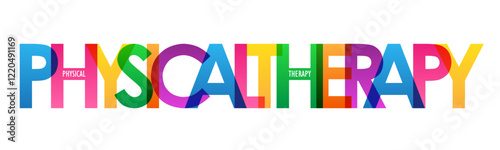 PHYSICAL THERAPY colorful vector typography banner