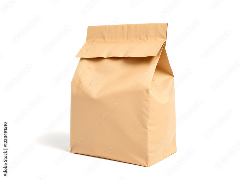 Brown paper bag, minimalistic and eco-friendly, perfect for packaging or organic concepts isolated on white background. Generative AI Brown paper bag, minimalistic and eco-friendly, perfect for packaging or organic concepts isolated on white background. Generative AI
