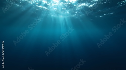 Dark blue ocean surface from under the water