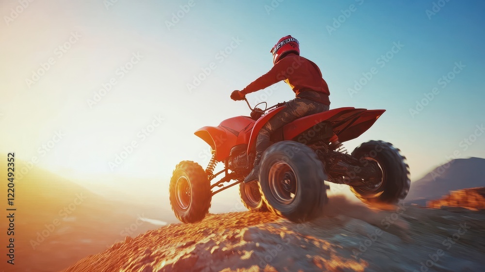 Adventurous ATV Rider on Steep Mountain Incline Adventurous ATV Rider on Steep Mountain Incline