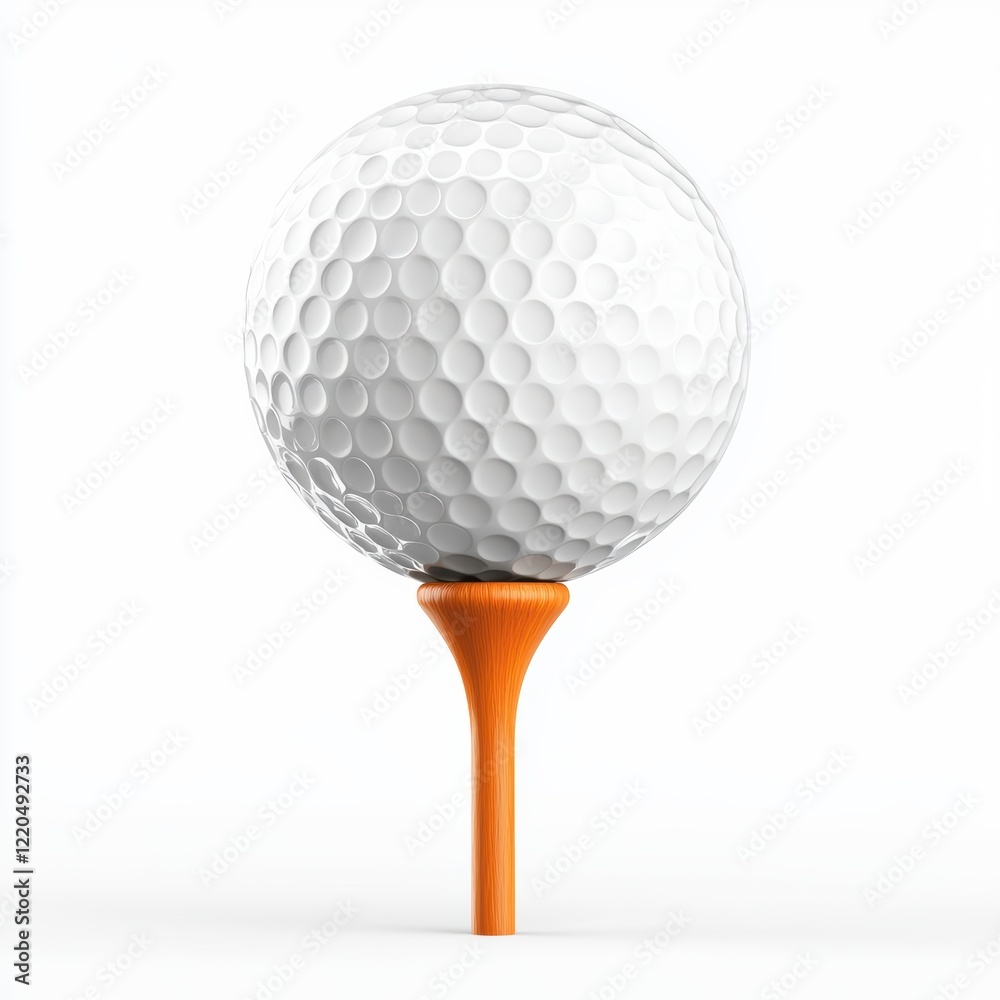 3D icon cartoon golf ball on a tee isolated on a white background - 3D icon cartoon golf ball on a tee isolated on a white background -