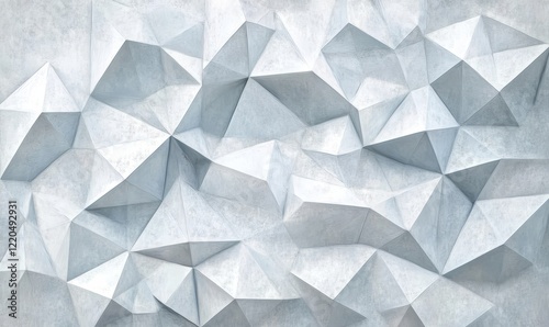 Abstract White Polygon Texture with Geometric Shapes in Modern 3D Design Concept for Backgrounds, Graphic Designs, and Digital Art Projects, Generative AI