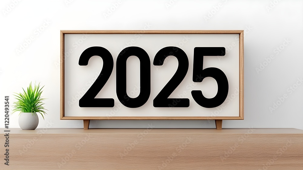 Modern Year Display with Minimalist Plant Accent Modern Year Display with Minimalist Plant Accent
