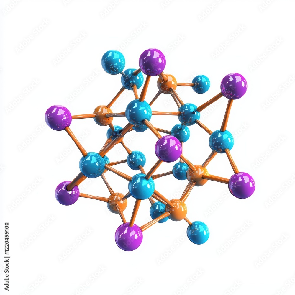 Obraz premium 3D icon cartoon molecule structure with vibrant nodes, isolated on a white background --quality 2