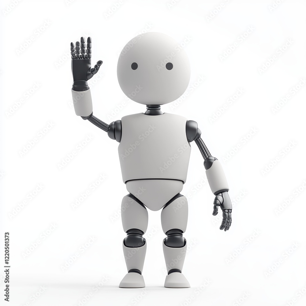 Fototapeta premium 3D icon cartoon person with a prosthetic arm waving, isolated on a white background --quality 2