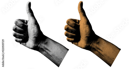 Trendy halftone Retro hands elements. A Set Halftone style retro hand illustrations on a Transparent background. Black and white and a vintage color scheme. perfect for Poster