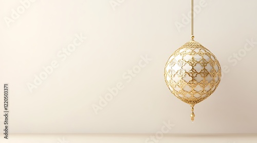 Elegant Gold and White Ornate Hanging Sphere Lamp