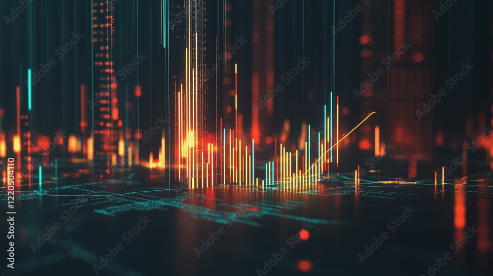 Abstract dark blue background with Colorful charts and graphs with statistics to innovative analyze business potential and forecast future development of companies growth. Abstract dark blue background with Colorful charts and graphs with statistics to innovative analyze business potential and forecast future development of companies growth.