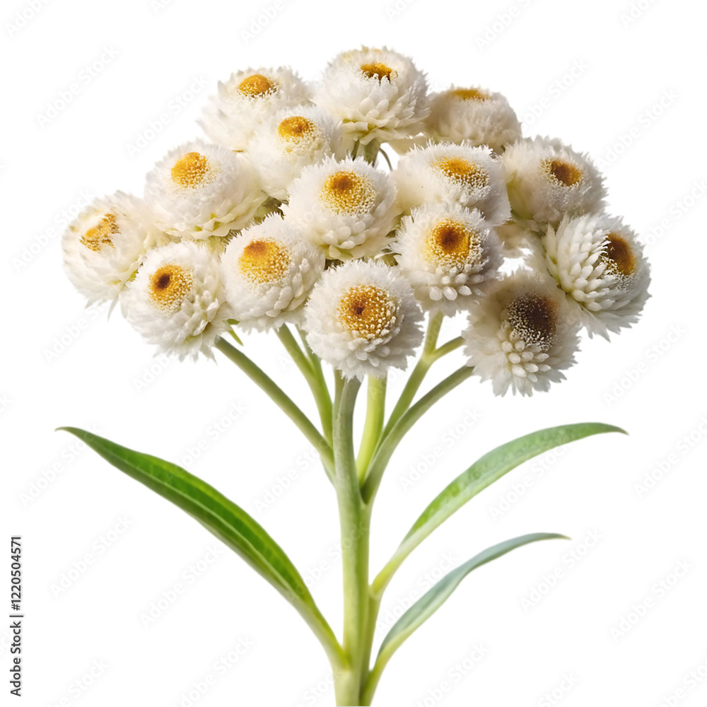Fototapeta premium Beautiful White Strawflower Bouquet Floral Design Soft Plant Image Macro Green Fresh Bloom