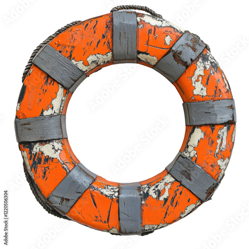 Isolated Orange and Grey Lifebuoy photo