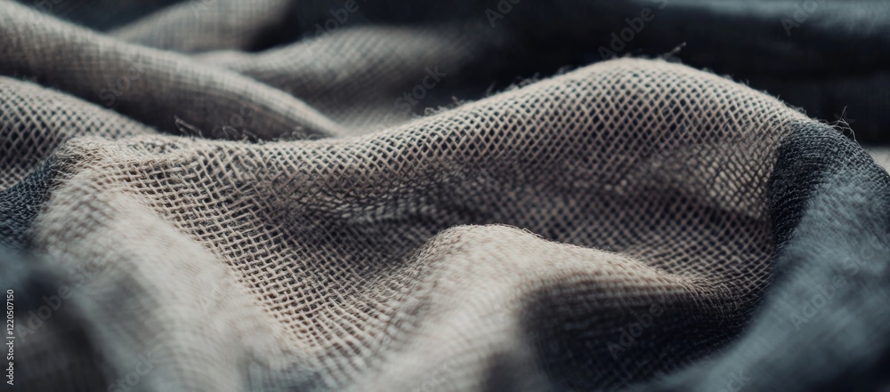 Textured burlap fabric showcasing rich brown tones and organic folds against a dark background Textured burlap fabric showcasing rich brown tones and organic folds against a dark background
