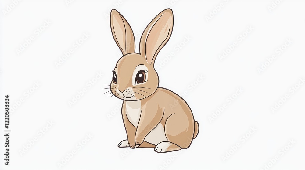 Obraz premium Adorable Brown Bunny Rabbit Illustration