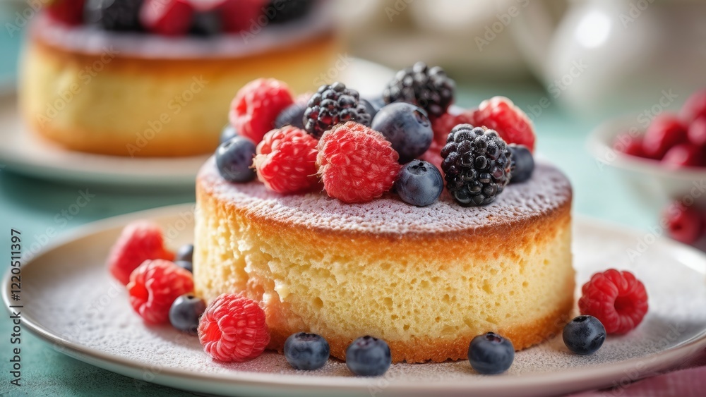 Small sponge cake with delicious berries Small sponge cake with delicious berries