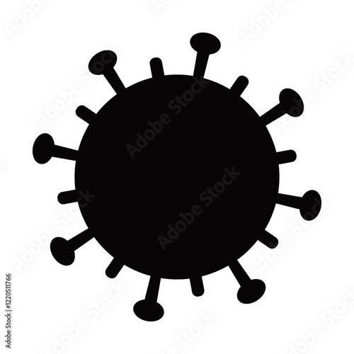 Virus Silhouette Vector Illustration. Schematic Diagram of Enveloped Virus Isolated On Transparent Background.  RSV, HMPV