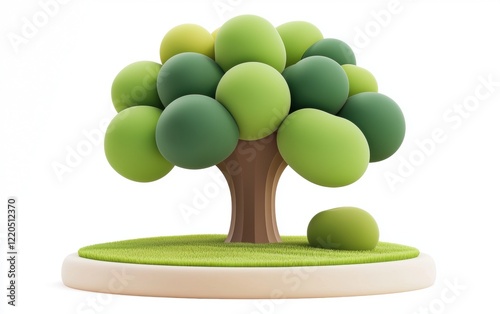 3D icon plastiline tree isolated on a white background photo