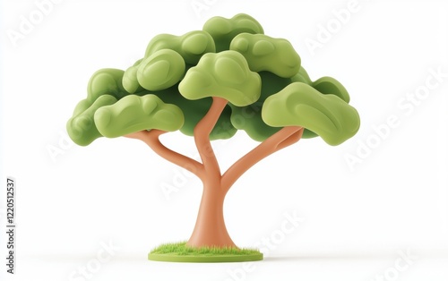 3D icon plastiline tree isolated on a white background photo