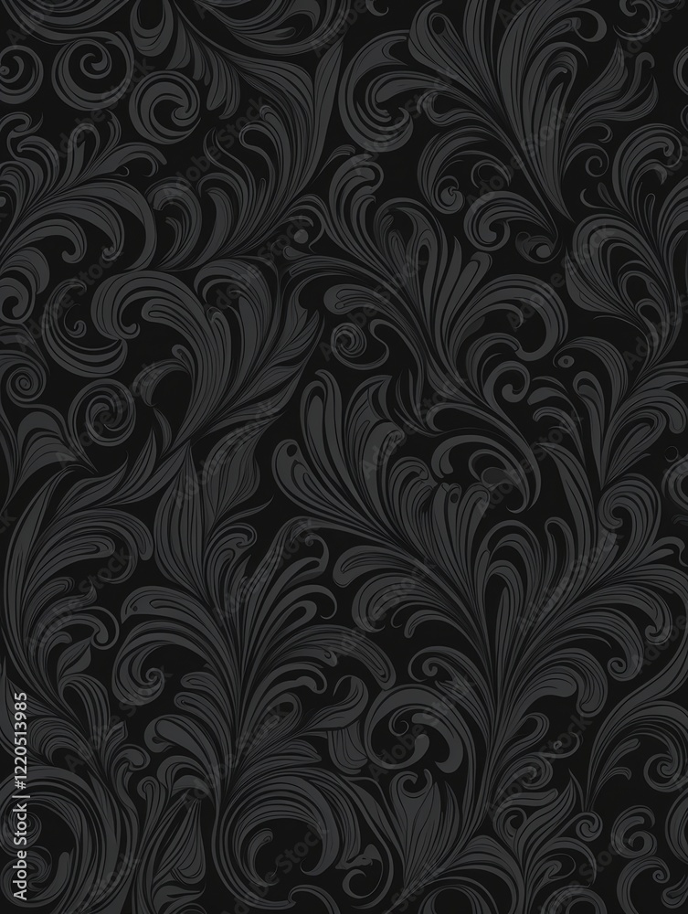 Elegant black wallpaper with seamless swirling dark patterns Elegant black wallpaper with seamless swirling dark patterns