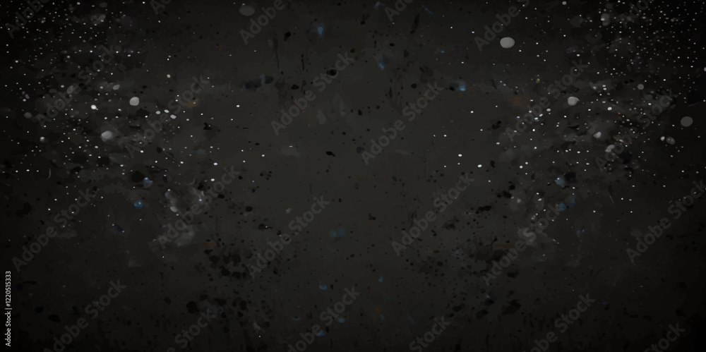 Abstract black distressed white doted particles scattered across overlay black background. Abstract black distressed white doted particles scattered across overlay black background.