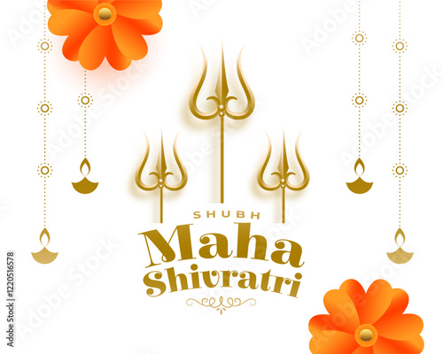 happy maha shivratri religious background with golden trishul