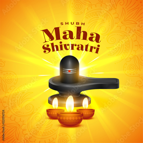 happy maha shivratri background with lingam and diya design