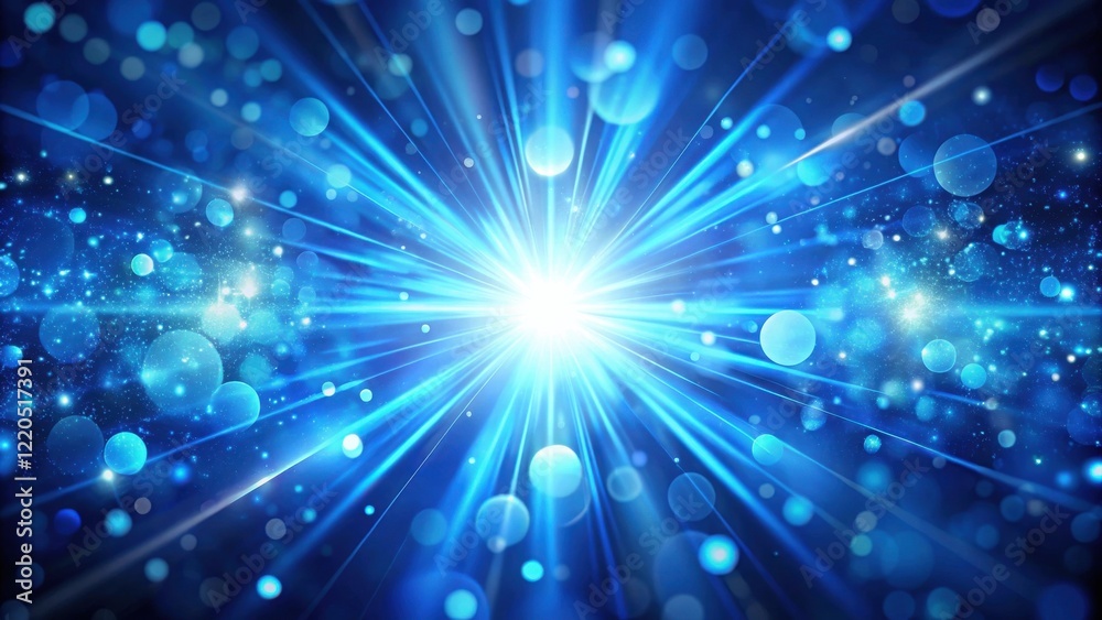 Abstract Blue Burst of Light and Sparkling Particles Background Abstract Blue Burst of Light and Sparkling Particles Background