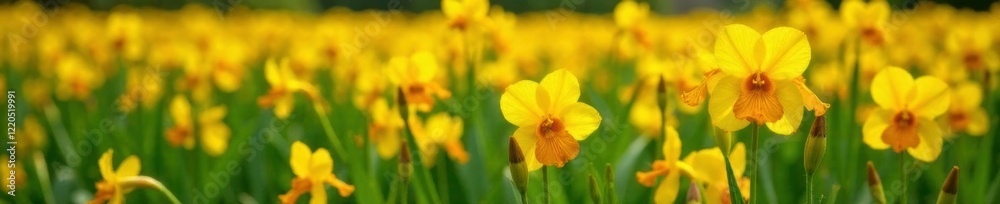 Field of Canna Glauca in full bloom with yellow petals and orange spots, petal, field Field of Canna Glauca in full bloom with yellow petals and orange spots, petal, field