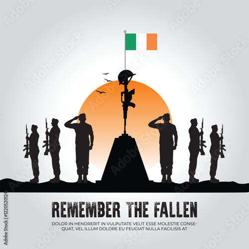 Ivory Coast flag in remember the fallen flag for morning sun and army design