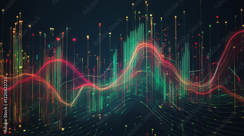 Abstract dark blue background with Colorful charts and graphs with statistics to innovative analyze business potential and forecast future development of companies growth. Abstract dark blue background with Colorful charts and graphs with statistics to innovative analyze business potential and forecast future development of companies growth.