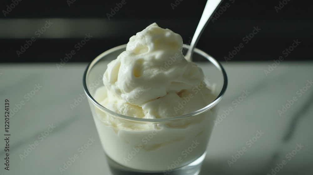 Creamy Vanilla Ice Cream in a Glass Cup Creamy Vanilla Ice Cream in a Glass Cup