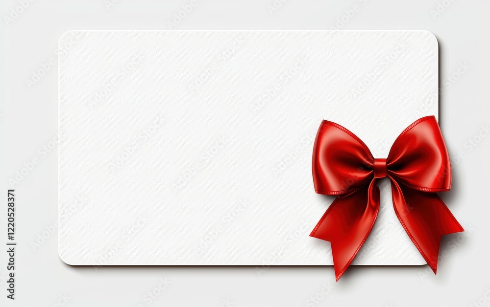 A white discount coupon with a red satin ribbon and bow on the bottom right, leaving space for custom text, isolated on a bright white background A white discount coupon with a red satin ribbon and bow on the bottom right, leaving space for custom text, isolated on a bright white background