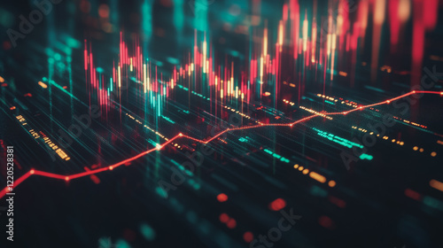 Wallpaper Mural Abstract dark blue background with Colorful charts and graphs with statistics to innovative analyze business potential and forecast future development of companies growth. Torontodigital.ca