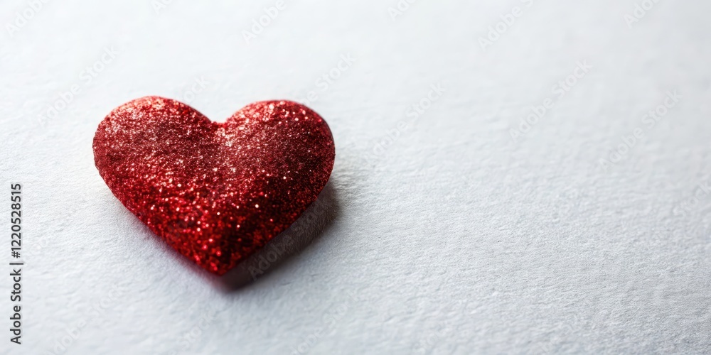 Glittering Red Heart on White Paper Background , Red Heart Emblem Glittering Red Heart on White Paper Background , Red Heart Emblem