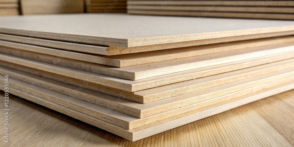 Fototapeta premium Neatly Stacked Wooden Boards Ready for Construction Projects