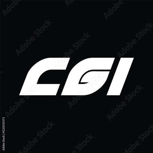 CGI letter technology logo design on black background. CGI creative initials letter IT logo concept. CGI setting shape design