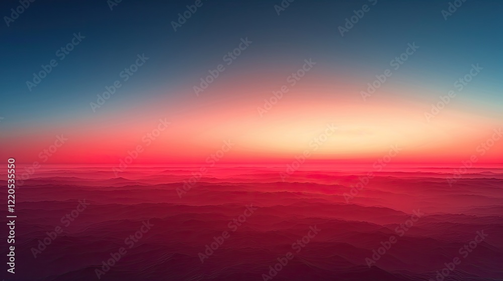 Fototapeta premium Stunning Sunset Landscape Red Mountains Aerial View