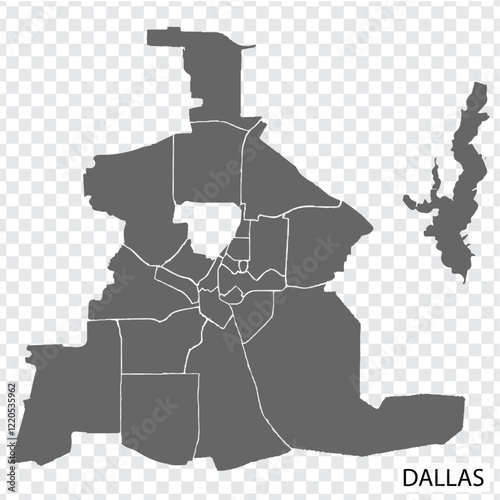 High Quality map Dallas is a city  of United States, with borders of the districts. Map Dallas of Texas your web site design, app, UI. EPS10.