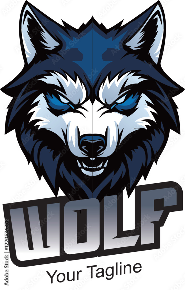 Naklejka premium wolf head mascot esport logo